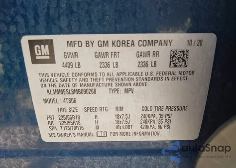 2021 Buick Encore Gx Awd Select z USA, uszkodzony, nr VIN KL4MMESL8MB090268